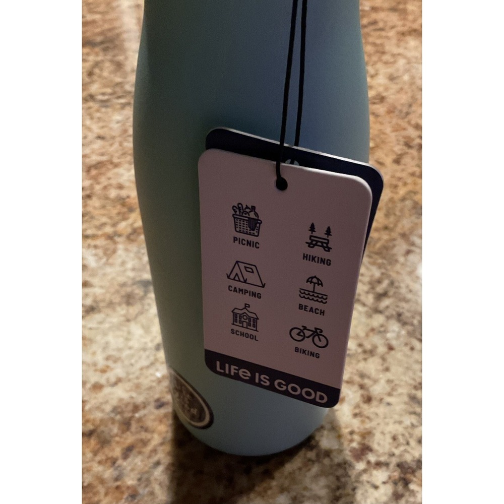 NWT Life is Good Stainless Steel Kids Water Bottle 14oz‎ W/Straw Blue Wild Child - Picture 4 of 7